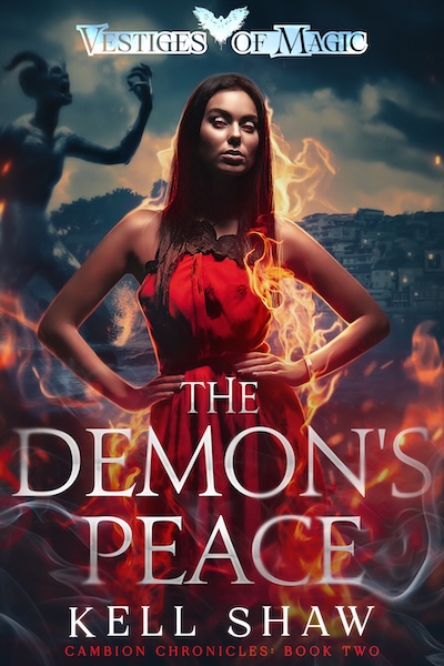 The cover of Reflections by Kell Shaw, showing the protagonist surrounded by a halo of fire against a city scape. It's also raining.